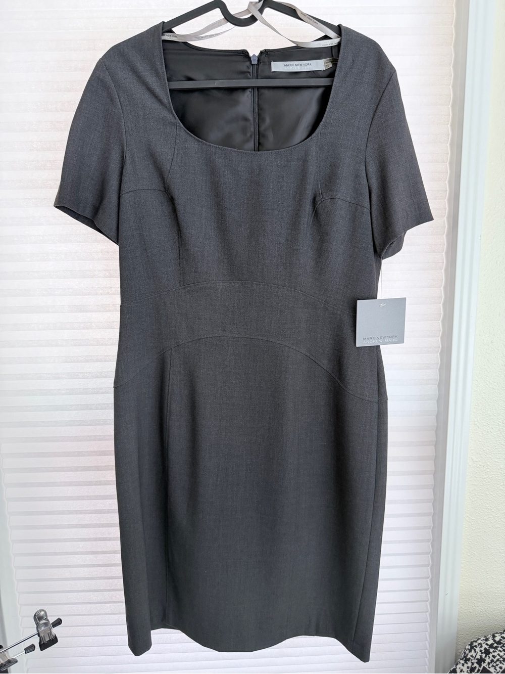 Marc New York Short-Sleeve Charcoal Sheath Dress